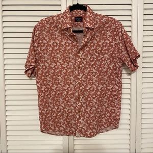 UNTUCKit Red Floral Short Sleeve Shirt Small Slim